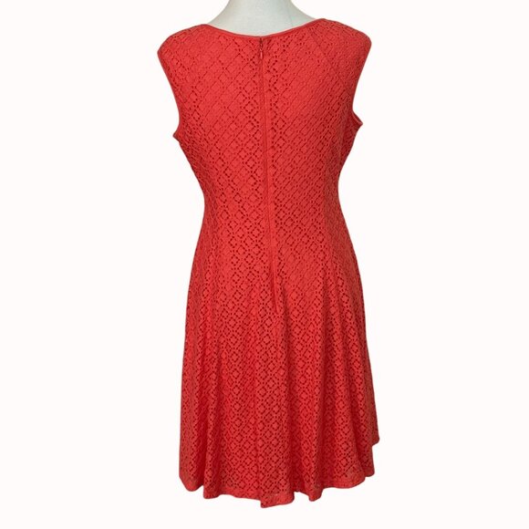 Jessica Howard Sleeveless Coral Dress Lace Overlay A Line Size 10 Cruise Fashion - Picture 2 of 16